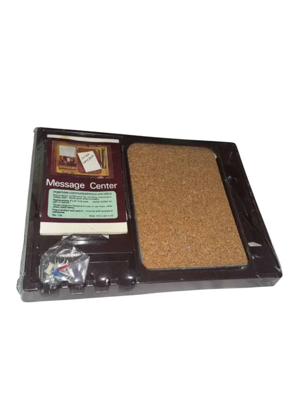 Message Center Organizer With Corkboard & Key Hooks Wall Mountable